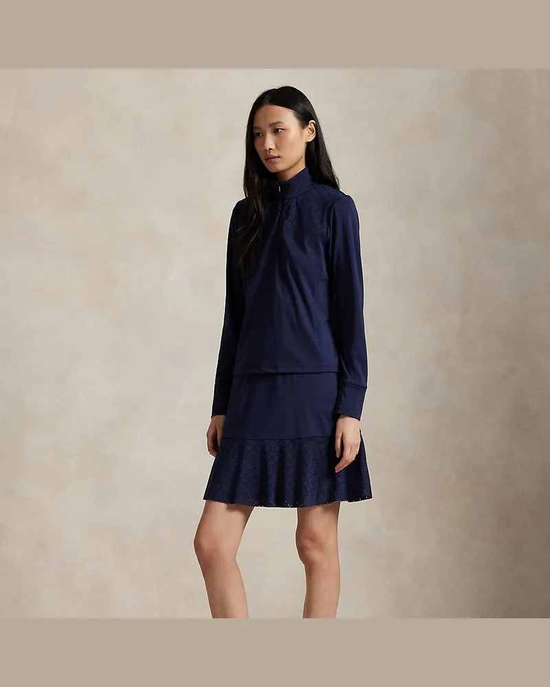 Ralph Lauren Langer Interlock-Skort mit Lochstickerei Blue