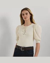 Ralph Lauren Geschnürtes Top mit Puffärmeln Cream