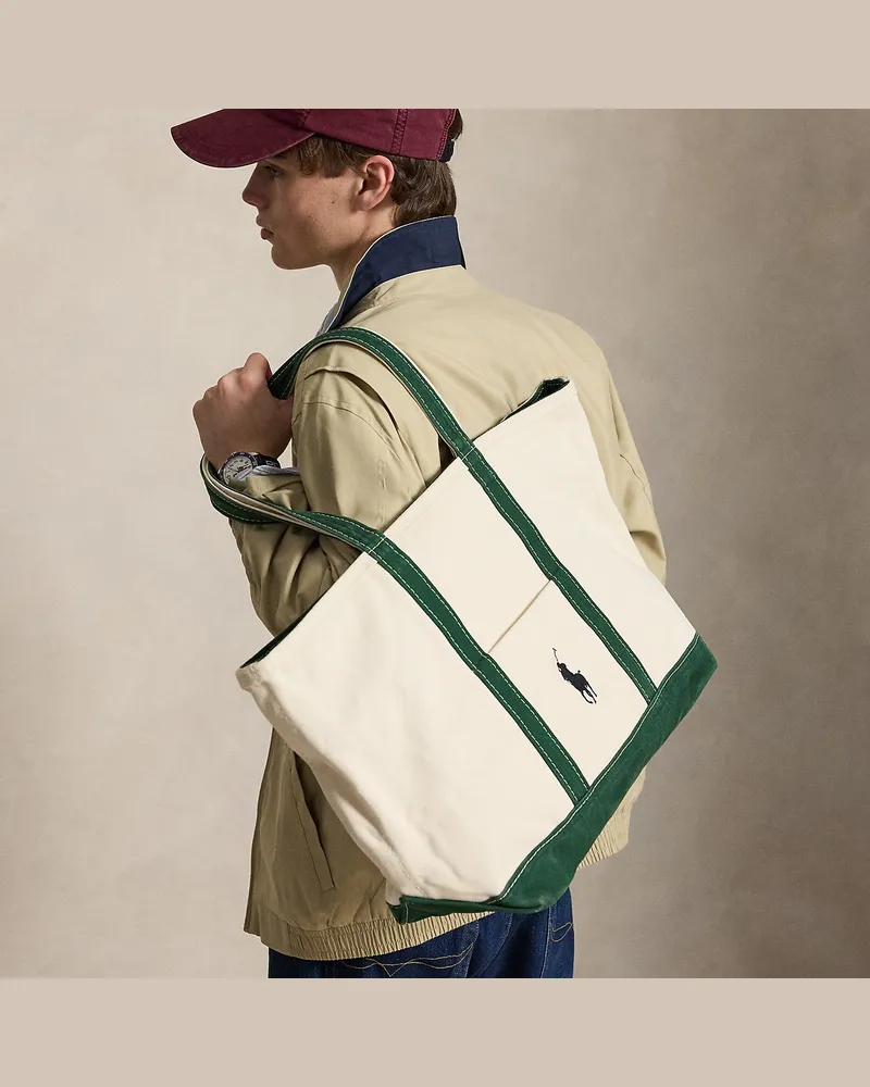 Ralph Lauren Segeltuchtragetasche mit Big Pony Cream