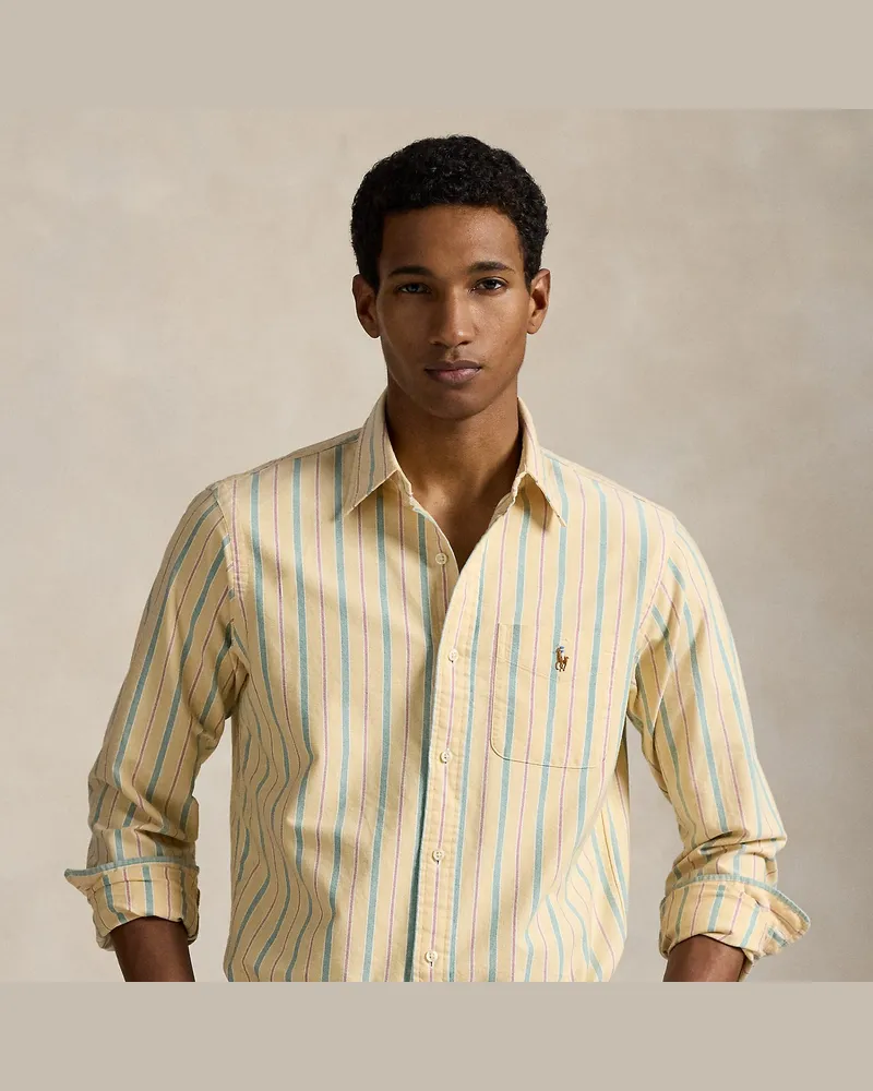 Ralph Lauren Gestreiftes Custom-Fit Oxfordhemd Yellow