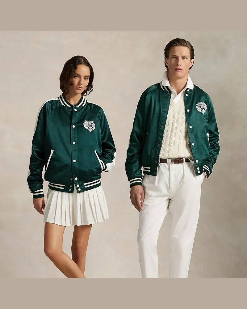 Ralph Lauren Baseballjacke Wimbledon aus Satin Green