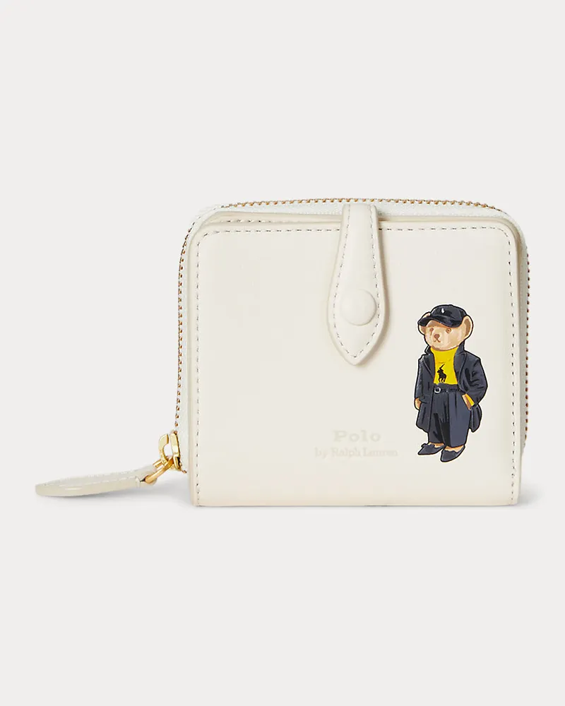Ralph Lauren Kompakte Lederbrieftasche mit Polo Bear White
