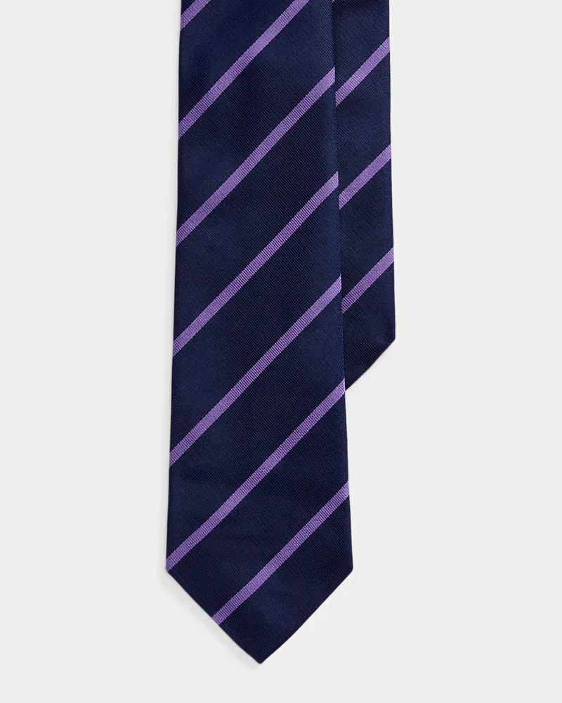 Ralph Lauren Gestreifte Krawatte aus Seidenrips Blue