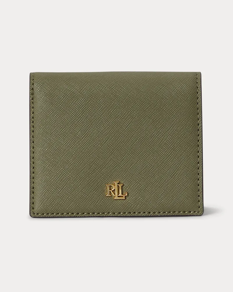 Ralph Lauren Kompakte Brieftasche aus Schraffurleder Green