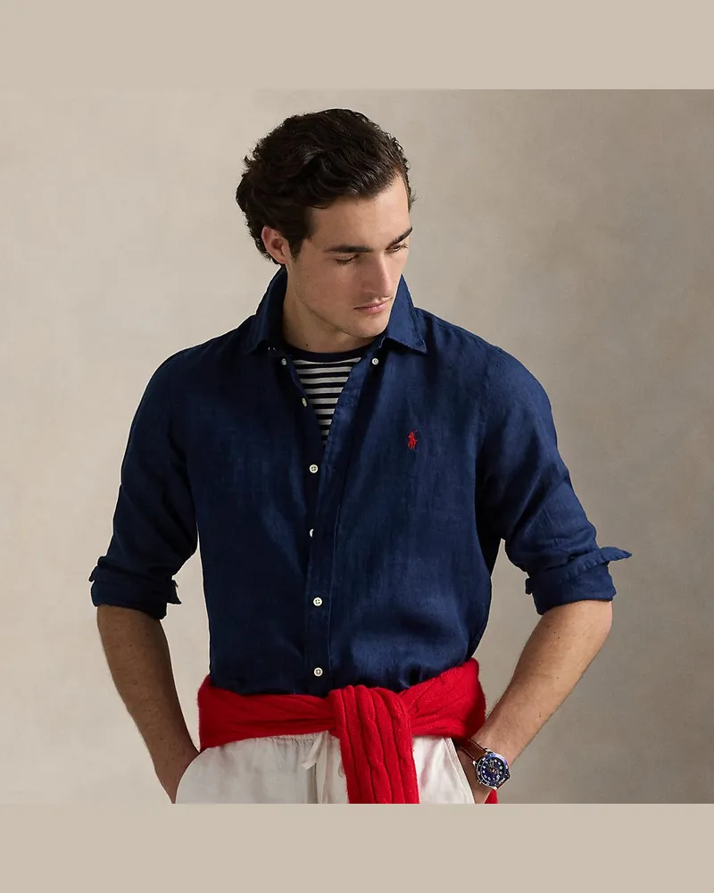 Ralph Lauren Custom-Fit Leinenhemd Blue