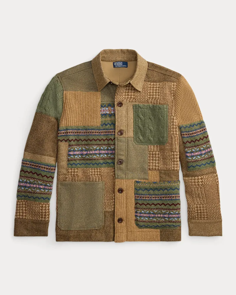 Ralph Lauren Utility-Cardigan mit Patchworkmotiv Tan