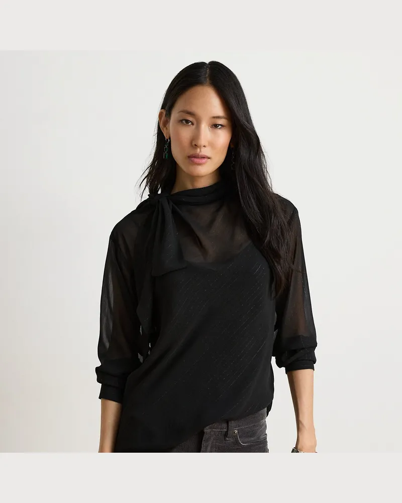 Ralph Lauren Bluse mit Metallic-Streifen Black