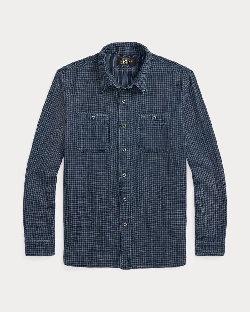 Ralph Lauren Kariertes Arbeitshemd in Indigo Blue