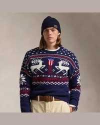 Ralph Lauren Reindeer-Patterned Wool Sweater Blue