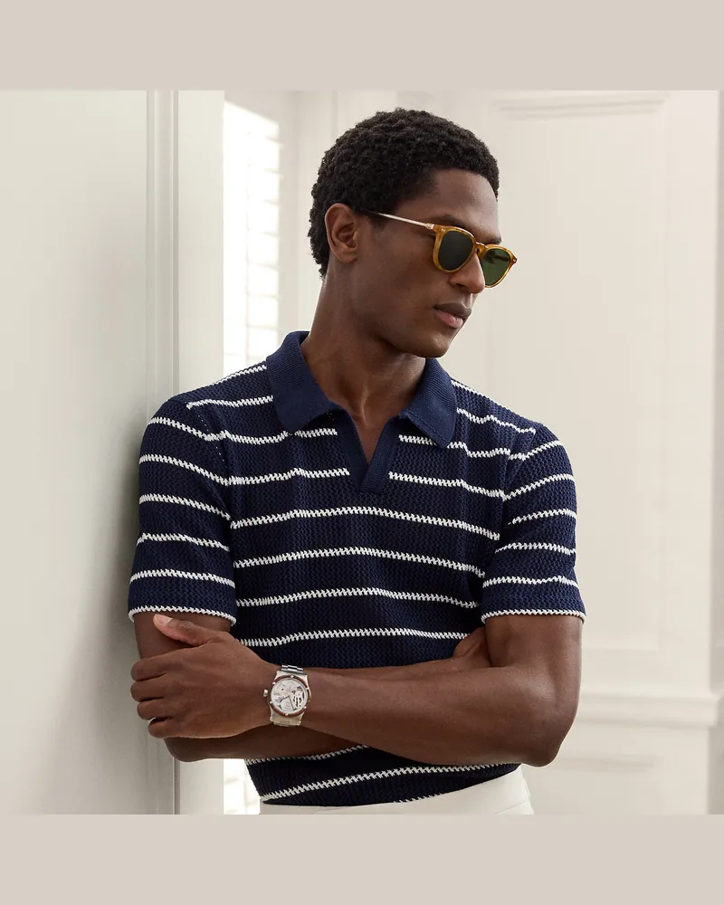 Ralph Lauren Gestreifter Pullover mit Polokragen Blue