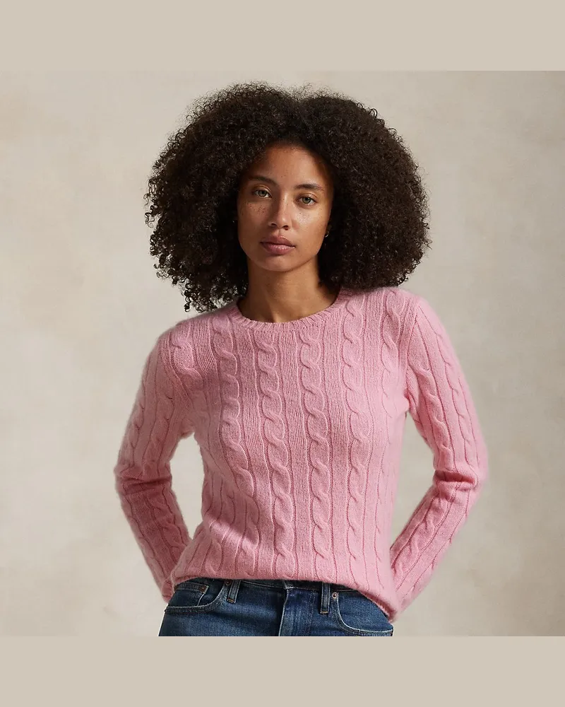 Ralph Lauren Kaschmirpullover mit Zopfmuster Pink