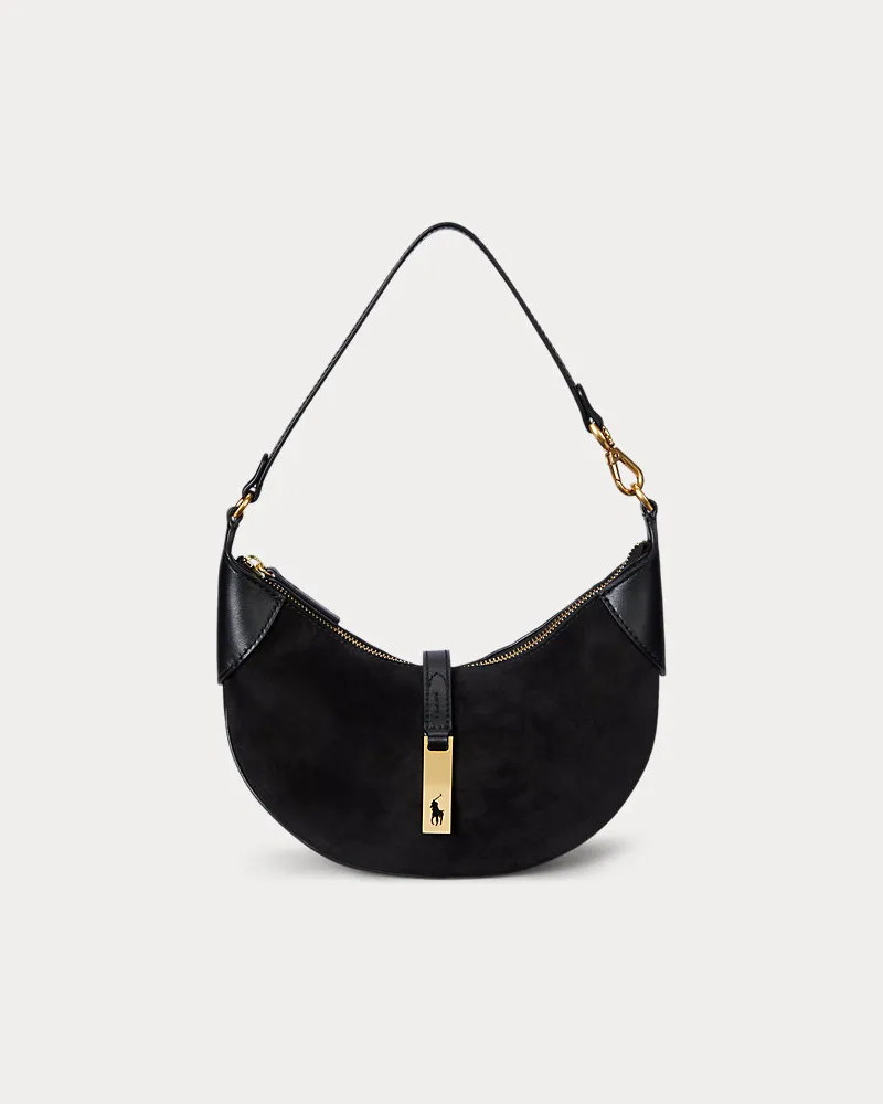 Ralph Lauren Mini-Schultertasche Polo ID aus Wildleder Black
