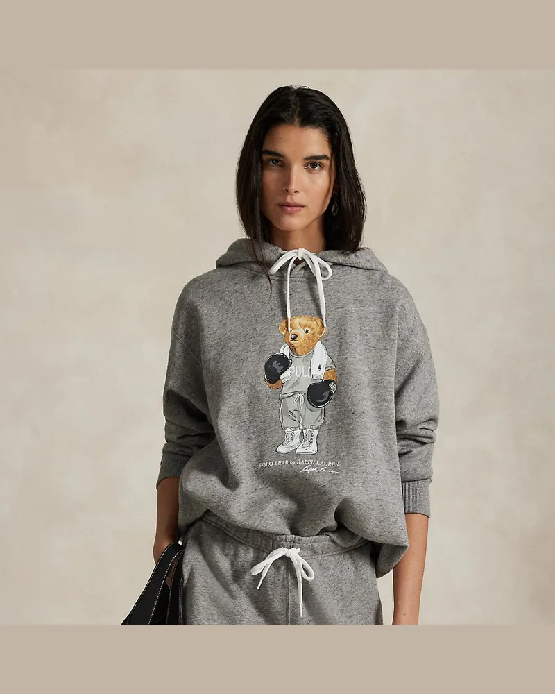 Ralph Lauren Fleece-Kapuzenpullover mit Polo Bear Grey