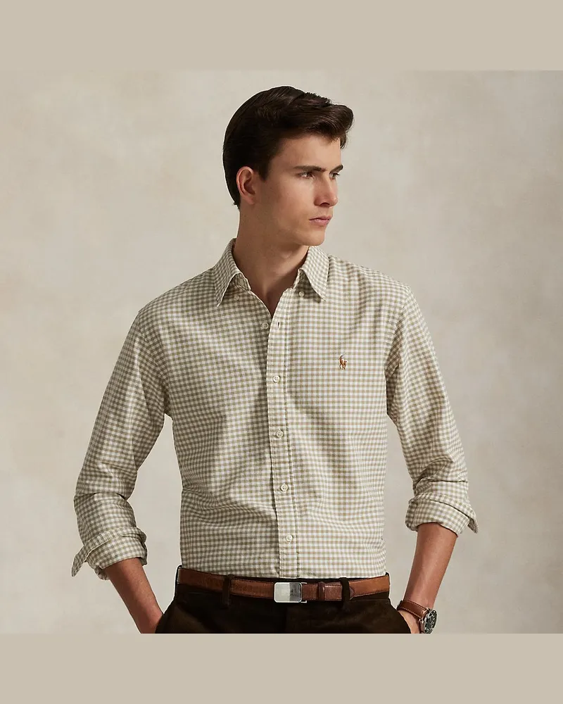 Ralph Lauren Custom-Fit Gingan-Oxfordhemd Tan