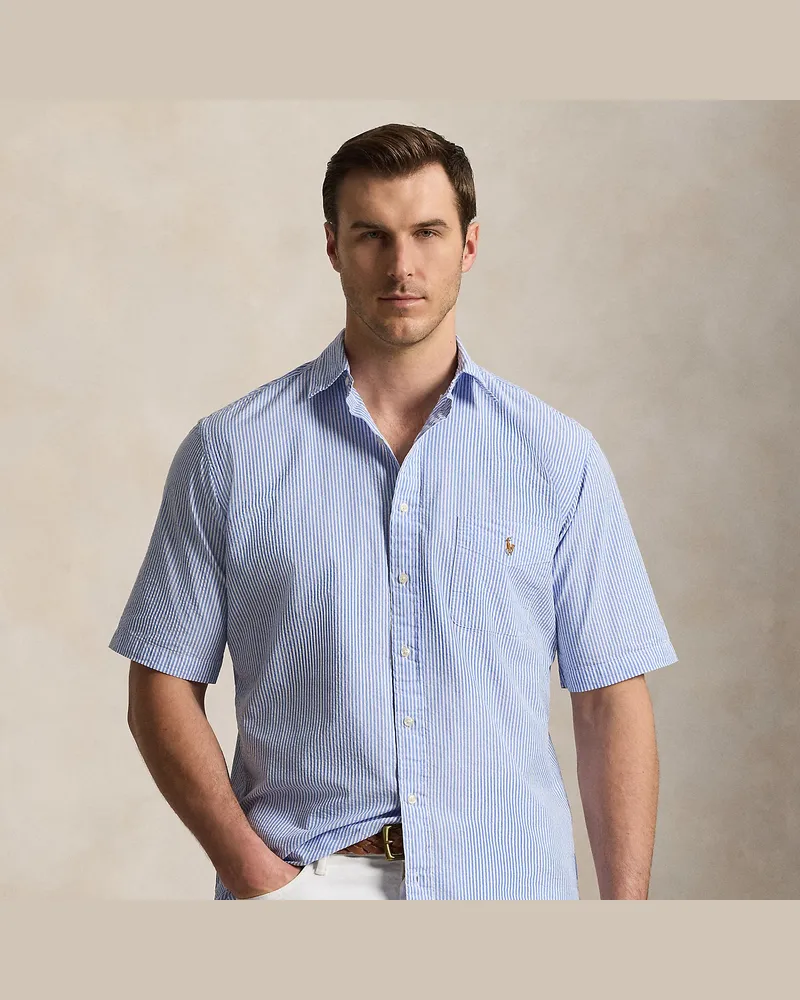 Ralph Lauren Große Größen - Gestreiftes Seersucker-Hemd RL Prepster Blue