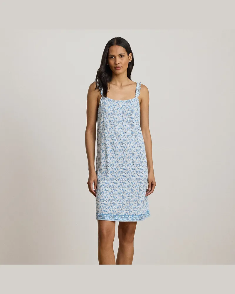 Ralph Lauren Paisley-Nachthemd mit Rüschenbesatz Blue