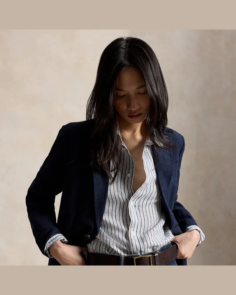 Ralph Lauren Einreihiger Leinenblazer Blue
