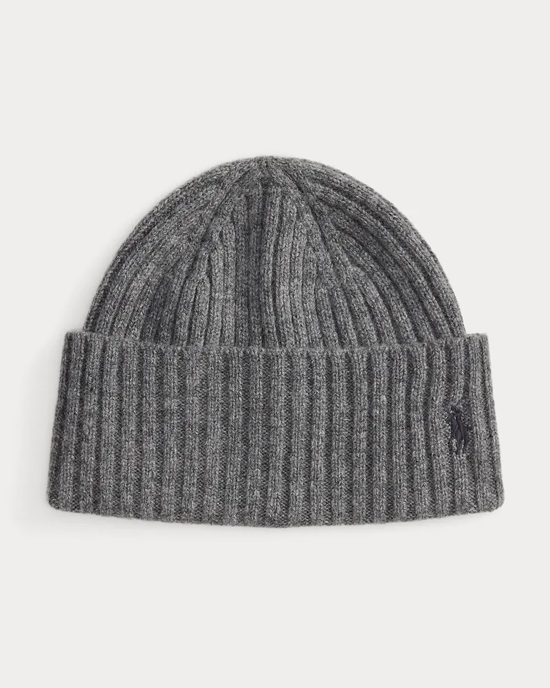 Ralph Lauren Gerippte Rollmütze aus Wolle Grey