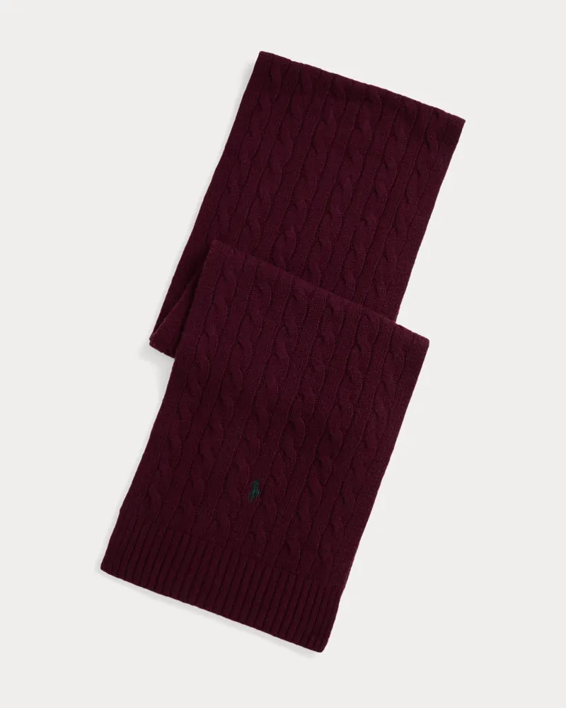 Ralph Lauren Zopfmuster-Schal aus Wollmischung Red