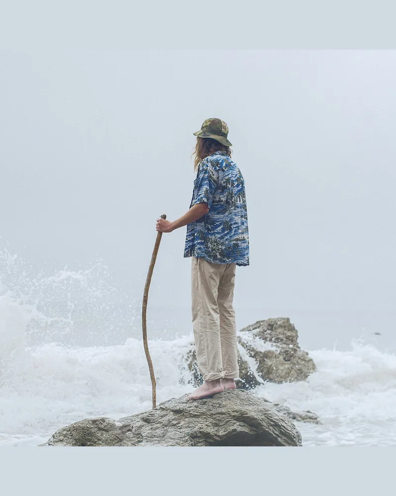 Ralph Lauren Freizeit-Kurzarmhemd mit Tropenmotiv Blue