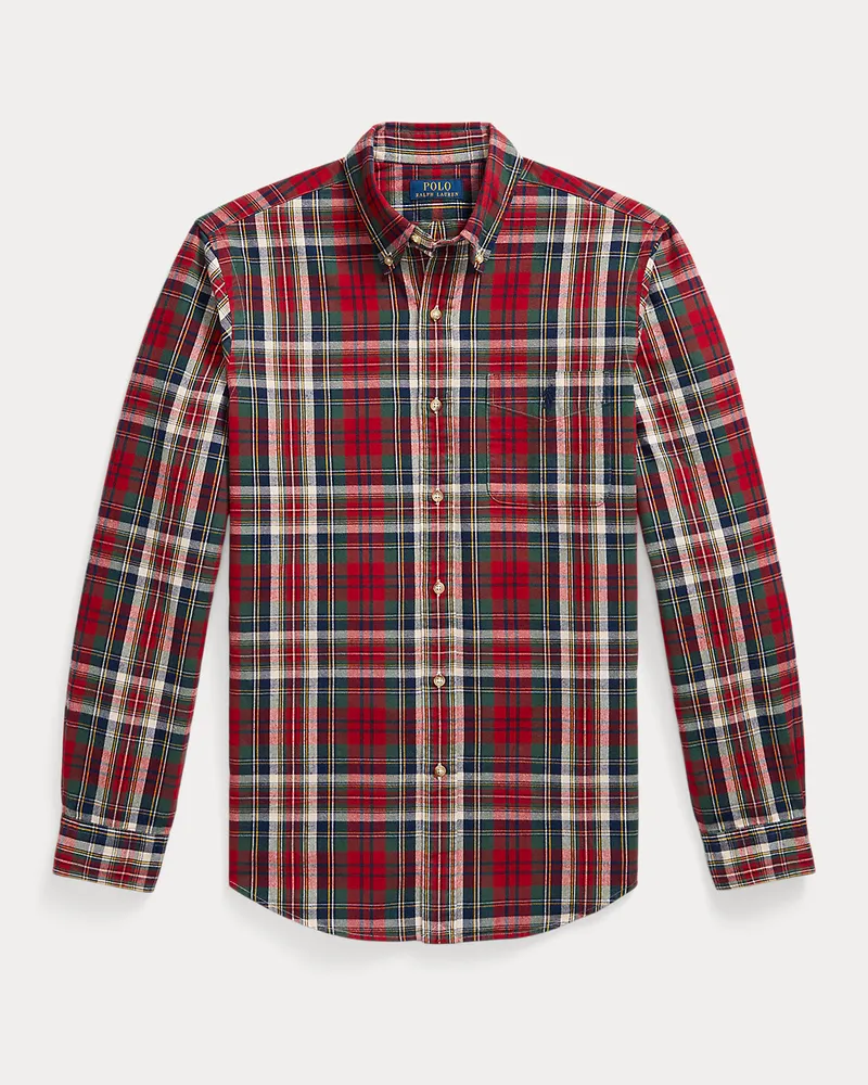 Ralph Lauren Kariertes Custom-Fit Oxfordhemd Red