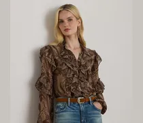 Paisley-Chiffonbluse mit Rüschenbesatz