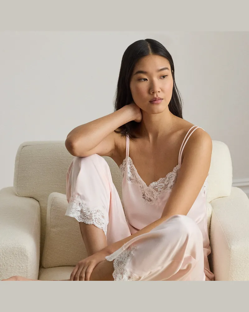 Ralph Lauren Satin-Pyjama mit Trägertop Pink