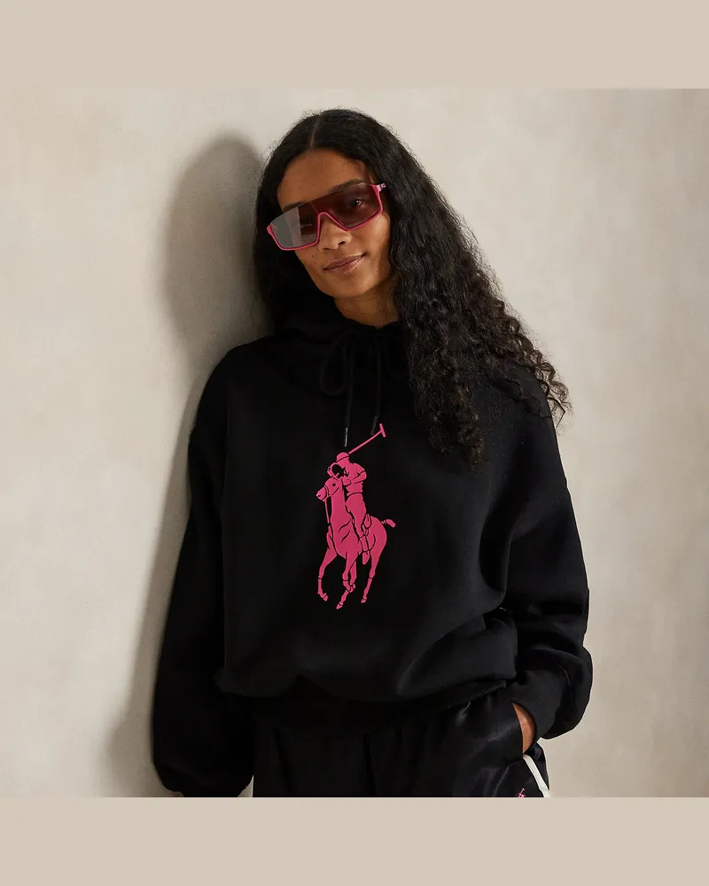 Ralph Lauren Fleece-Kapuzenshirt mit Pink Pony Black