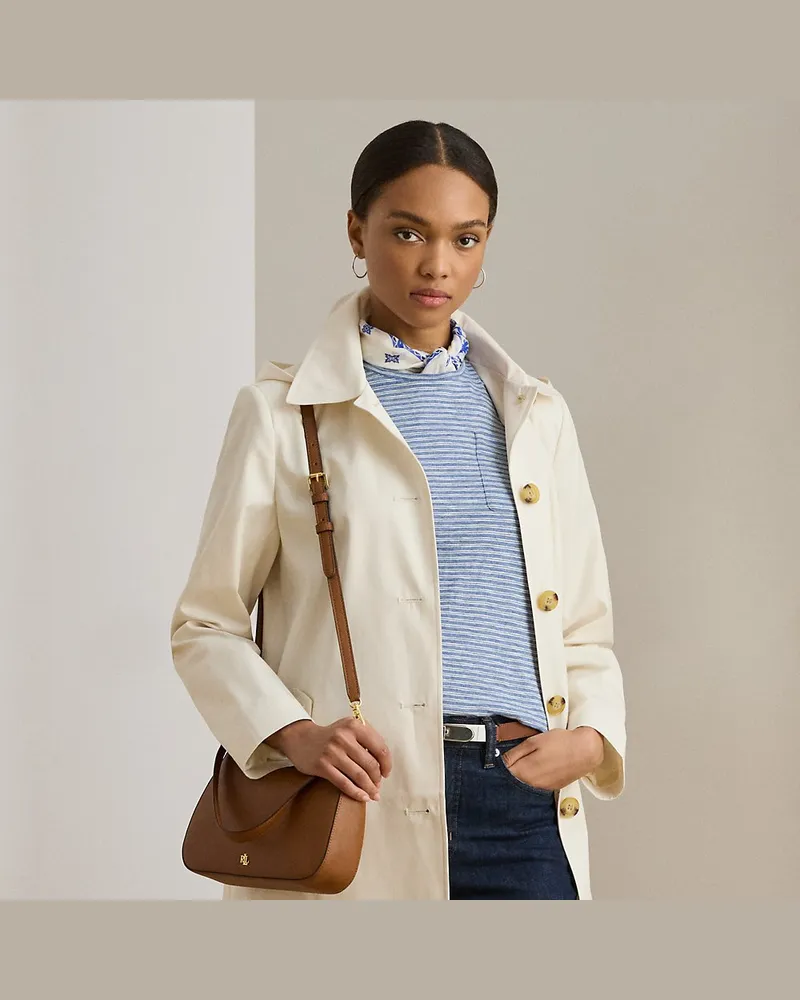 Ralph Lauren Balmacaan-Mantel mit Kapuze Cream
