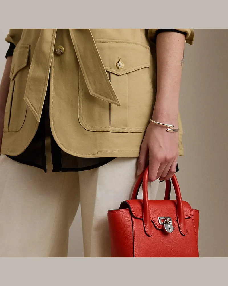 Ralph Lauren Kleine Narbenleder-Umhängetasche Tanner Orange
