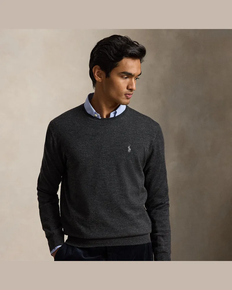 Ralph Lauren Waschbarer Rundhalspullover aus Wolle Grey