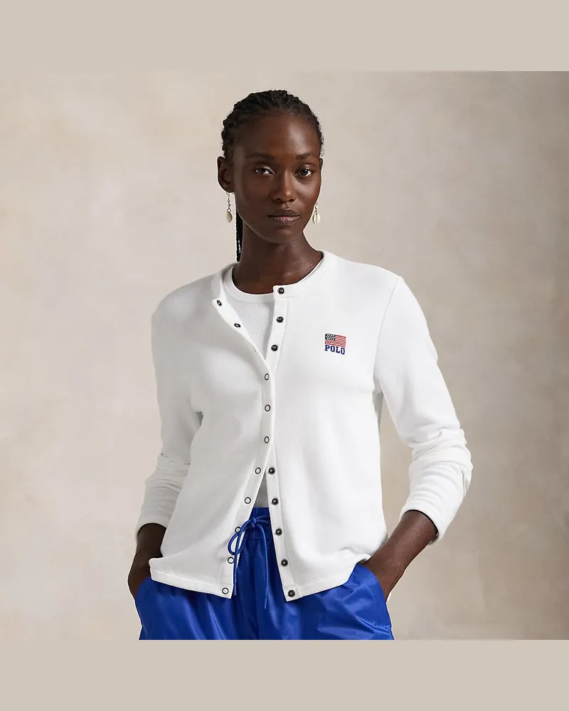 Ralph Lauren Strickjacke aus French-Terry mit Logo White