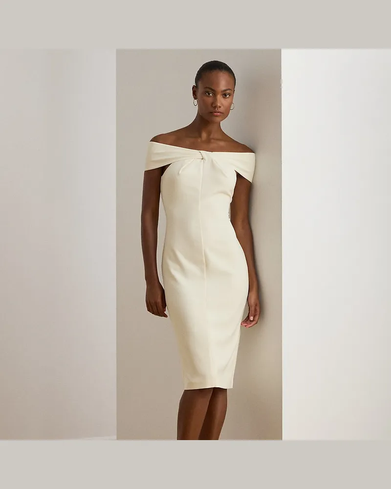 Ralph Lauren Crêpe-Cocktailkleid mit Twist-Detail Cream