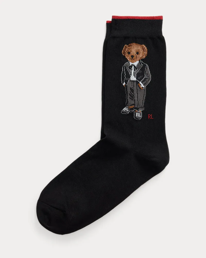 Ralph Lauren Anzugsocken mit Polo Bear Black