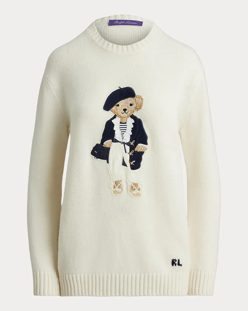 Ralph Lauren Kaschmir Pullover mit Pre-Spring Polo Bear Cream
