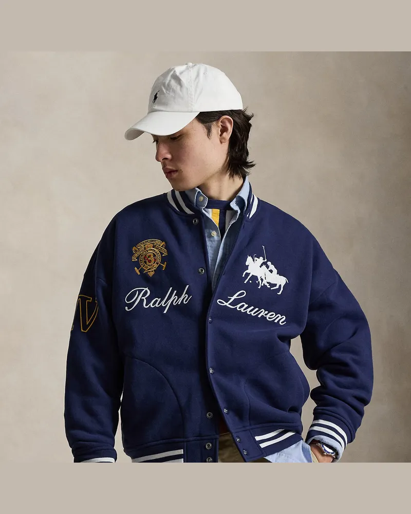 Ralph Lauren Schwere Fleece-Baseballjacke Blue