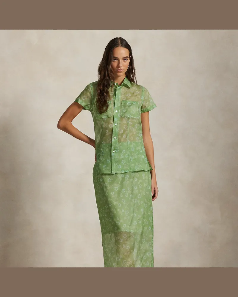 Ralph Lauren Geblümter Seidenorganza-Rock Green