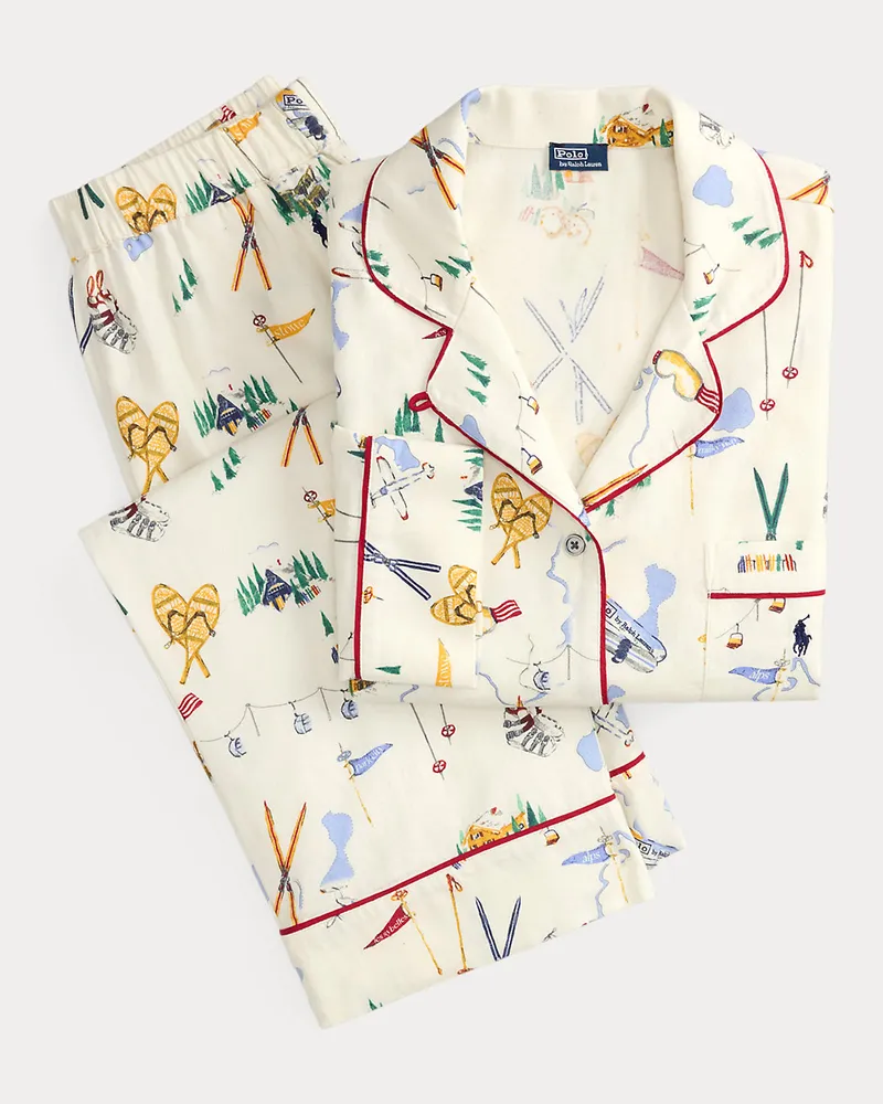 Ralph Lauren Langärmliger Pyjama aus Popeline Cream