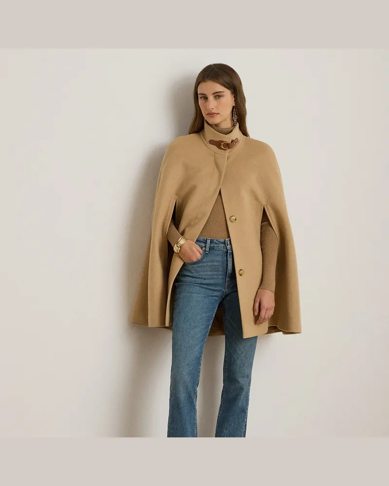 Ralph Lauren Cape mit Schornsteinkragen und Schnalle Tan