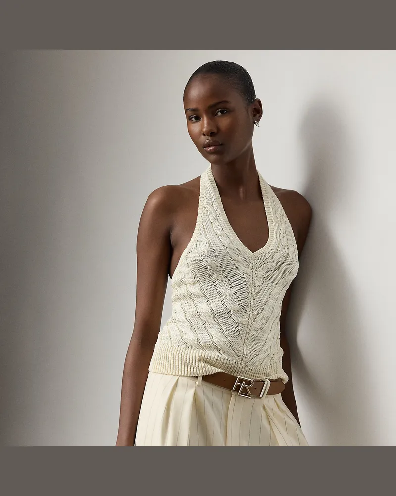 Ralph Lauren Seidenpullover mit Neckholder-Ausschnitt Cream