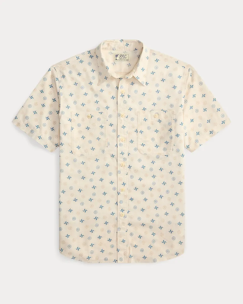 Ralph Lauren Maritimes Leinen-Baumwoll-Arbeitshemd Blue
