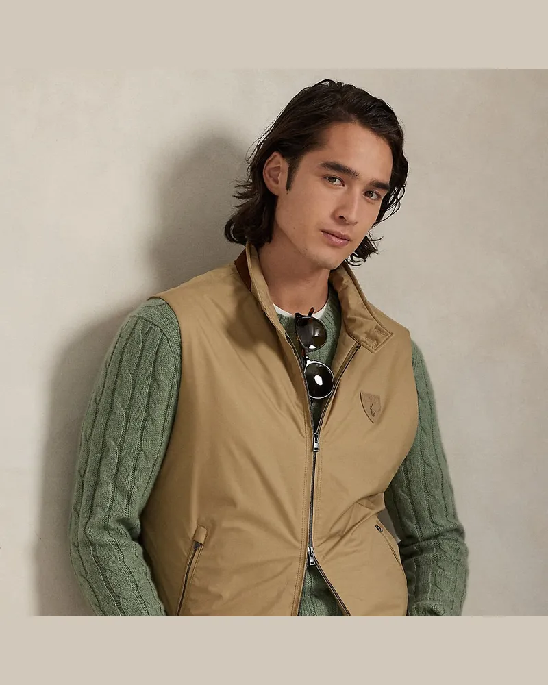 Ralph Lauren Gabardine-Weste mit Reißverschluss Tan