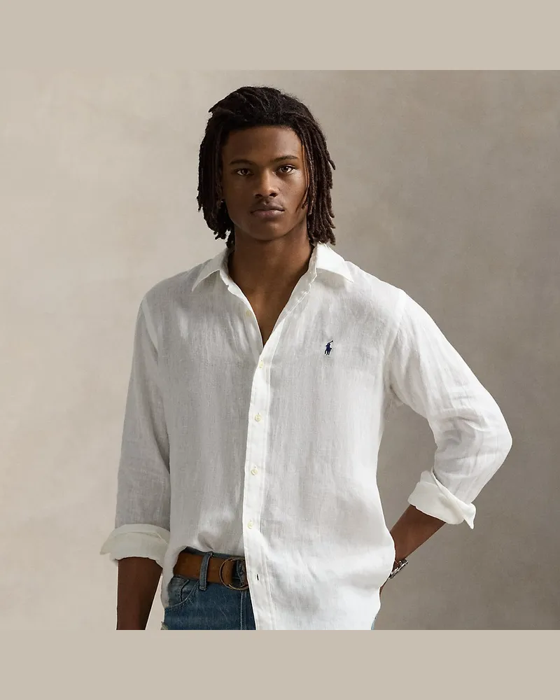 Ralph Lauren Slim-Fit Leinenhemd White