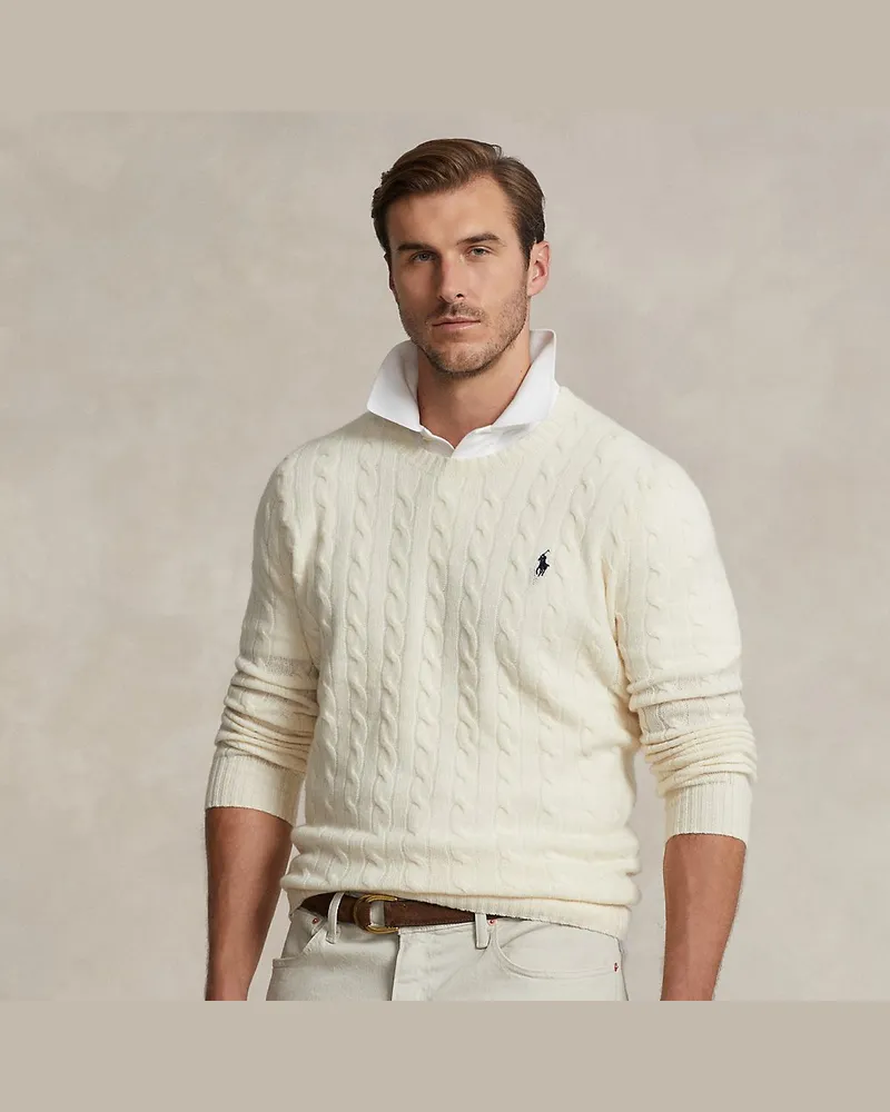 Ralph Lauren Große Größen - Woll-Kaschmir-Pullover mit Zopfmuster Cream