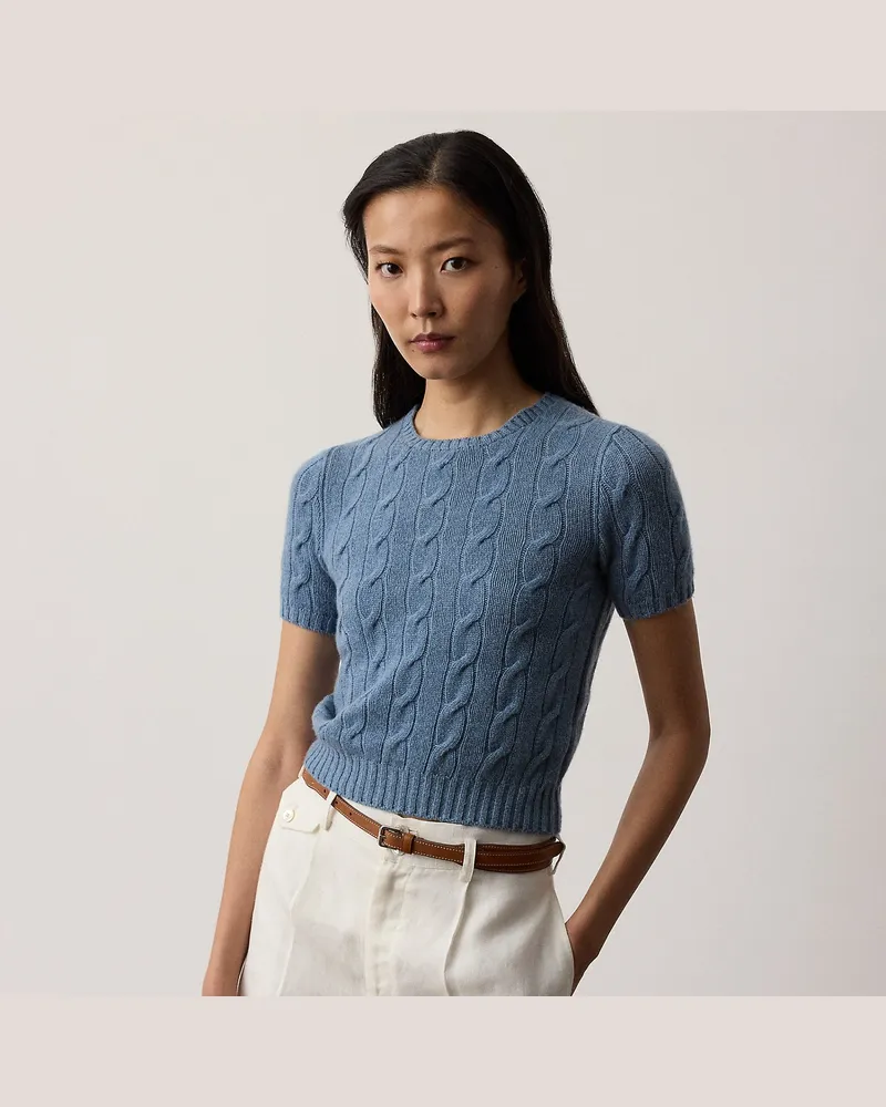 Ralph Lauren Kurzer Kaschmirpullover mit Zopfmuster Multi