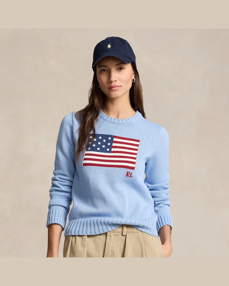 Ralph Lauren Rundhalspullover mit Flagge Blue