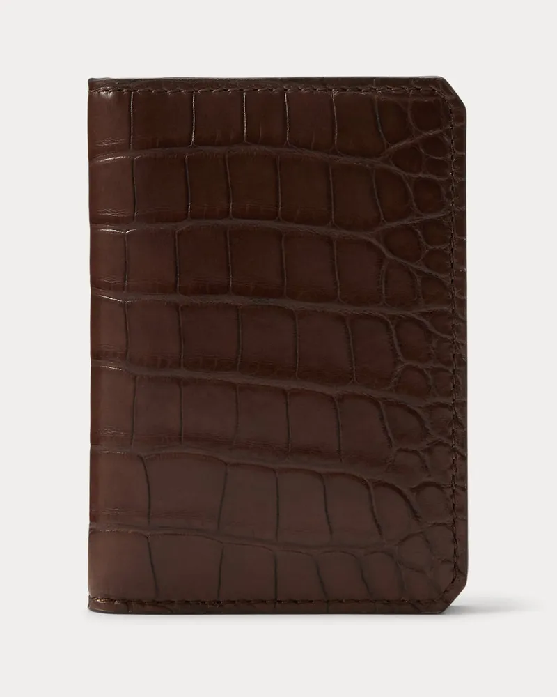 Ralph Lauren Gefaltetes Kartenetui aus Alligatorleder Brown