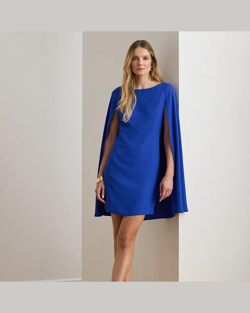 Ralph Lauren Cape-Cocktailkleid aus Georgette Blue