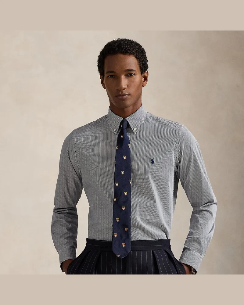 Ralph Lauren Gestreiftes Custom-Fit Hemd aus Popeline Blue