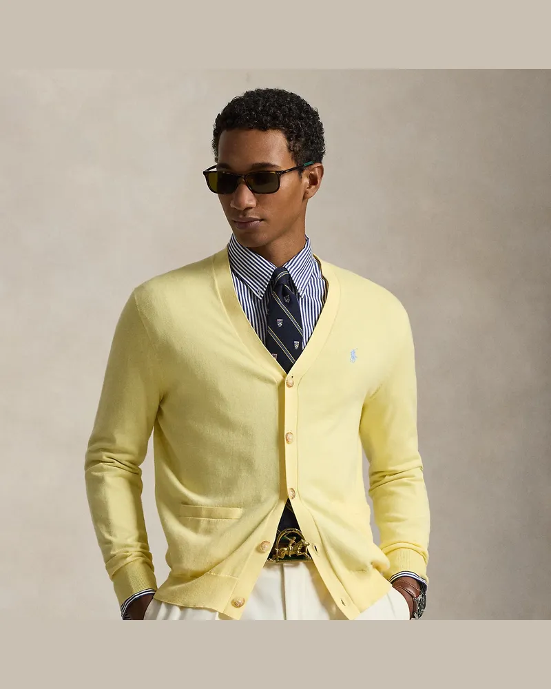 Ralph Lauren Strickjacke mit V-Ausschnitt Yellow